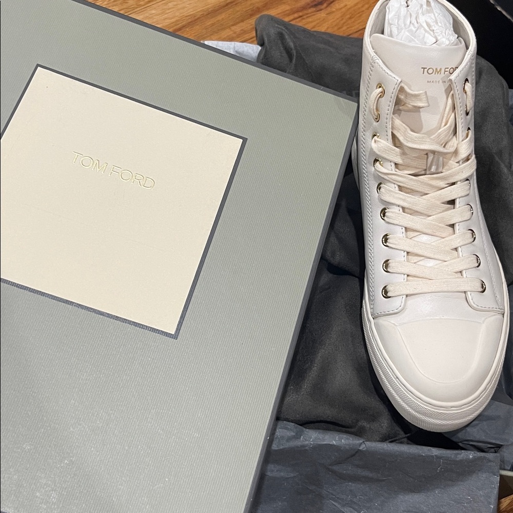 Tom Ford Cream High-Top Sneakers